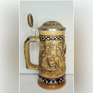 Vintage AVON "Indians of‎ the  American Frontier" Lidded Beer Stein 1988